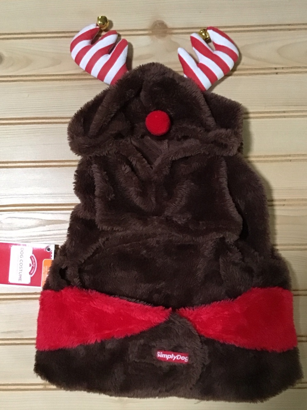 Holiday Time Large Dog Red Nose Candy Cane Antlers Pet Costume NWT